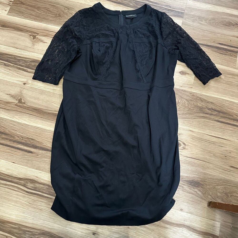 Lane Bryant black size 24 lace sleeves minimalist pencil dress